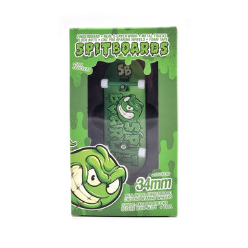 34mm x 96mm Pro Fingerboard Set-Up (Complete) | Real Wood Deck (5-Layers) | Pro Trucks with Lock-Nuts | Polyurethane Pro Wheels | Real Ball Bearings | Logo (Green Version)  SPITBOARDS